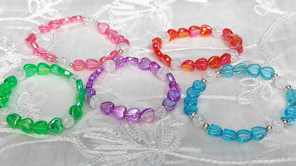 Colored heart beads bracelet - Set of 5.