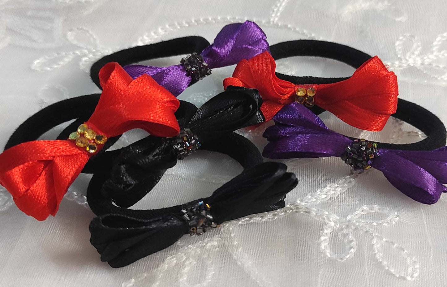 Mini Satin Bow Hair ties - Handcrafted