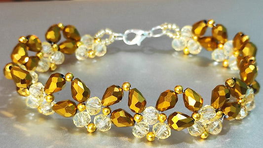 Bronze yellow sparkle beads bracelet